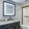 a bathroom with a marble countertop